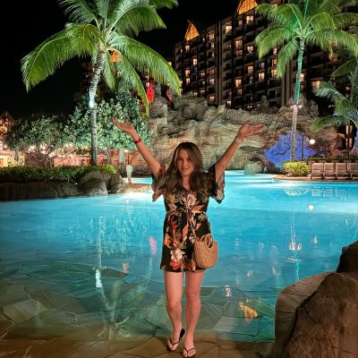 Enjoying myself by one of the many beautiful pools at Disney Aulani Resort in Hawaii!
